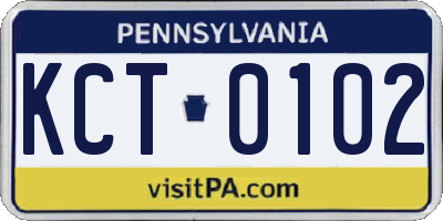 PA license plate KCT0102