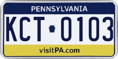 PA license plate KCT0103