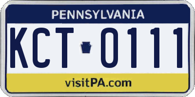 PA license plate KCT0111