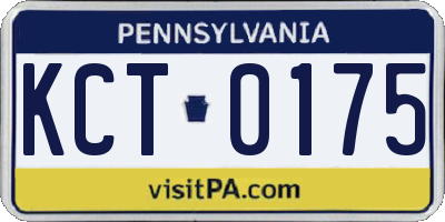 PA license plate KCT0175