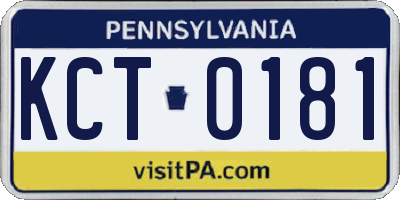 PA license plate KCT0181
