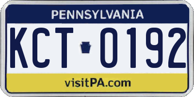 PA license plate KCT0192
