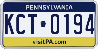 PA license plate KCT0194