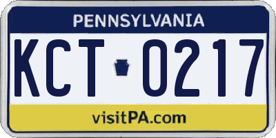 PA license plate KCT0217
