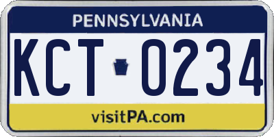 PA license plate KCT0234
