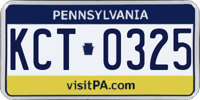 PA license plate KCT0325