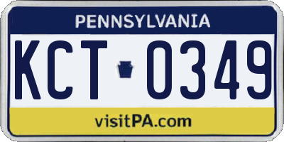 PA license plate KCT0349
