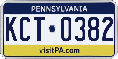 PA license plate KCT0382
