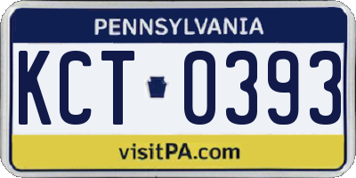 PA license plate KCT0393