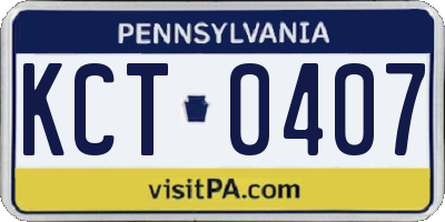 PA license plate KCT0407