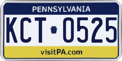 PA license plate KCT0525