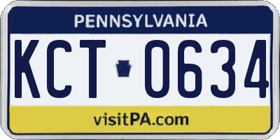 PA license plate KCT0634