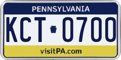 PA license plate KCT0700