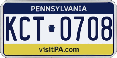PA license plate KCT0708