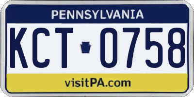 PA license plate KCT0758