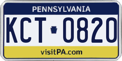 PA license plate KCT0820