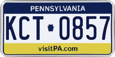 PA license plate KCT0857