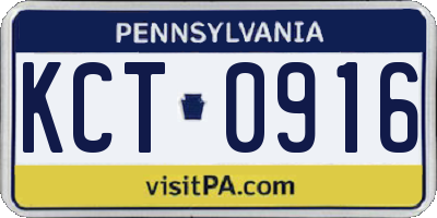 PA license plate KCT0916