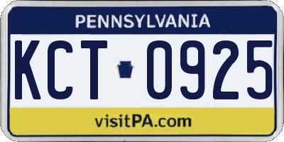 PA license plate KCT0925