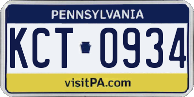 PA license plate KCT0934