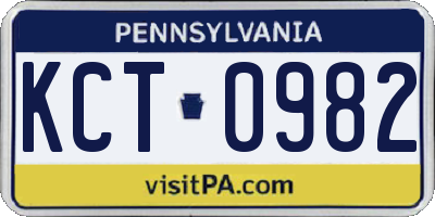 PA license plate KCT0982