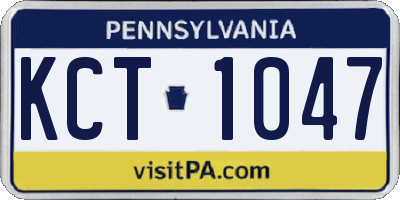 PA license plate KCT1047