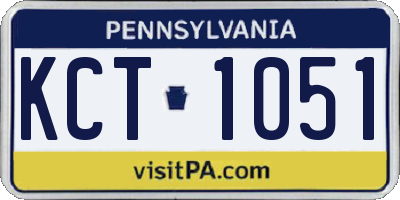 PA license plate KCT1051