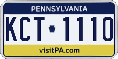 PA license plate KCT1110