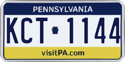 PA license plate KCT1144