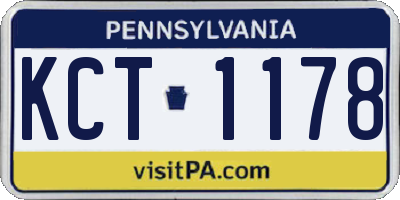 PA license plate KCT1178