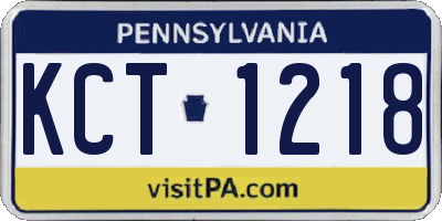 PA license plate KCT1218