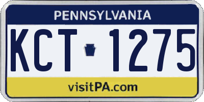PA license plate KCT1275