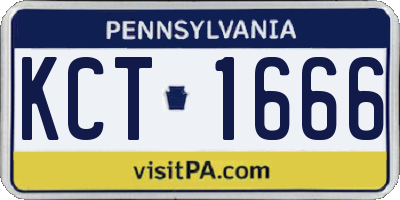 PA license plate KCT1666