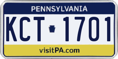 PA license plate KCT1701