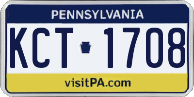 PA license plate KCT1708