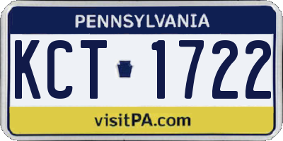 PA license plate KCT1722