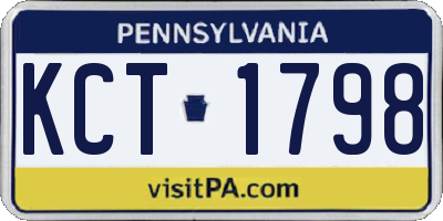 PA license plate KCT1798
