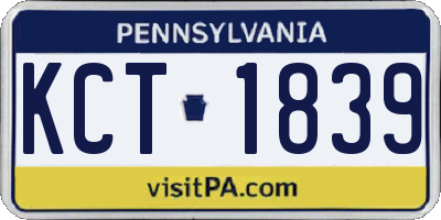 PA license plate KCT1839