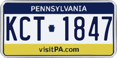PA license plate KCT1847