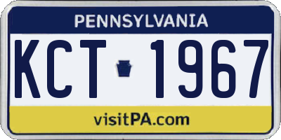 PA license plate KCT1967