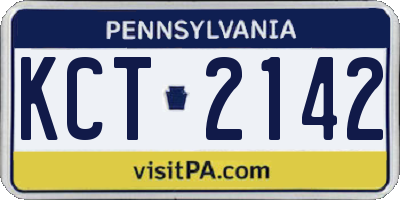 PA license plate KCT2142