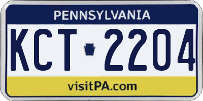 PA license plate KCT2204
