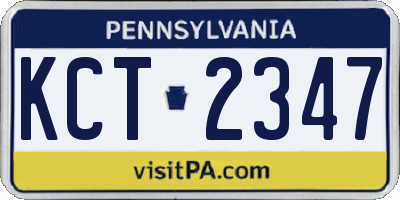 PA license plate KCT2347