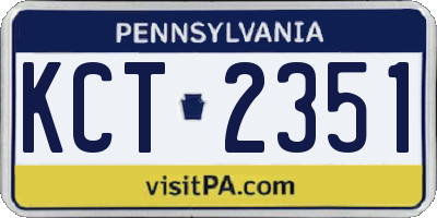 PA license plate KCT2351