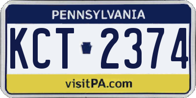 PA license plate KCT2374
