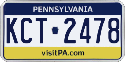 PA license plate KCT2478