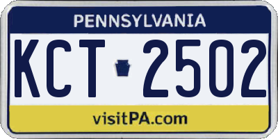 PA license plate KCT2502