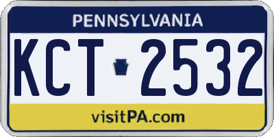 PA license plate KCT2532