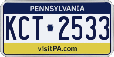 PA license plate KCT2533