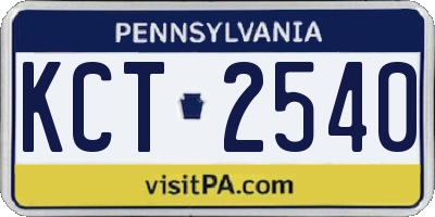PA license plate KCT2540
